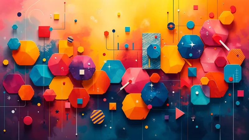 Colorful abstract geometric shapes on a vibrant background